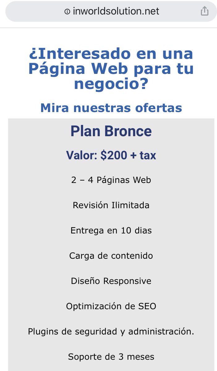 inworldsolution's tweet image. Comienza tu negocio y el primer paso es construir tu #paginaweb Nos encargamos de crearla por ti. #miami #ofertas