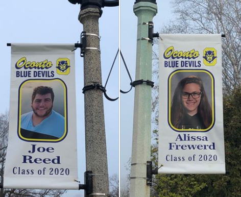 101wixx's tweet photo. The streets of Peshtigo and Oconto are lined with hanging banners honoring the #ClassOf2020 thanks to a generous local business! One of @Coreycarter101 's #145FeelGood stories:
https://t.co/tQDQEmLSvO https://t.co/L5O9T24xWW