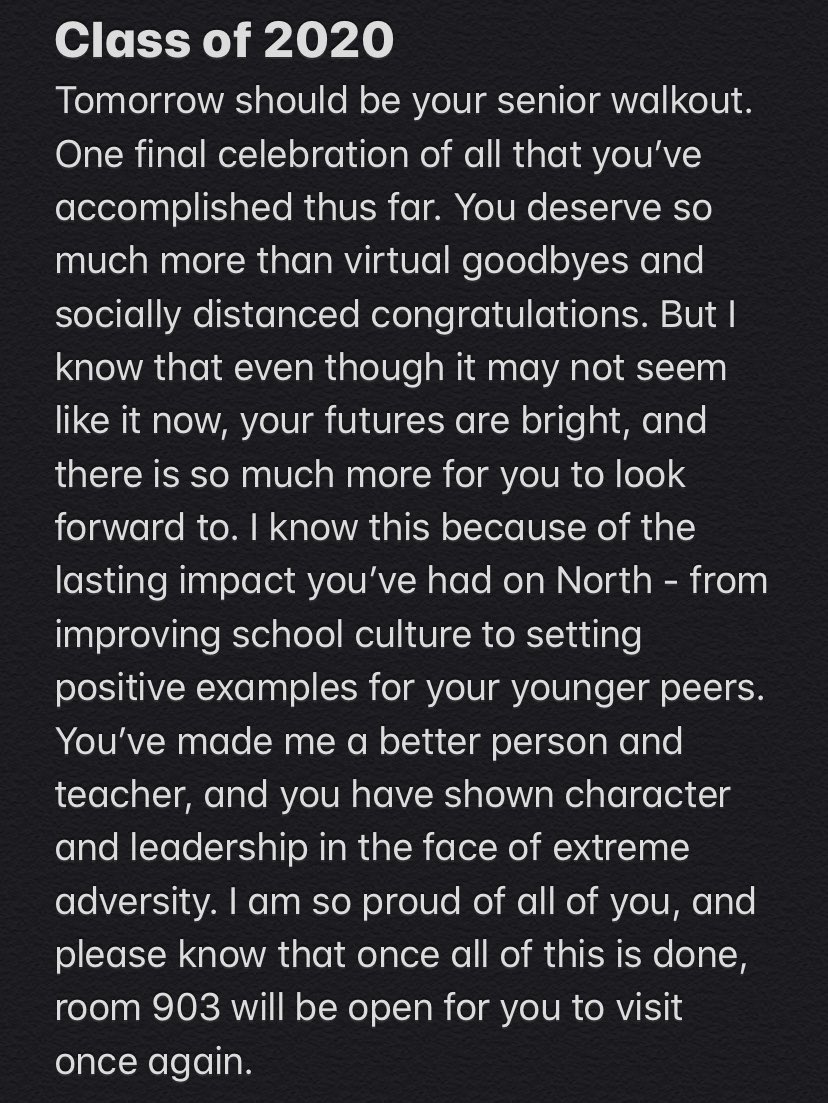 To the NFHS class of 2020: