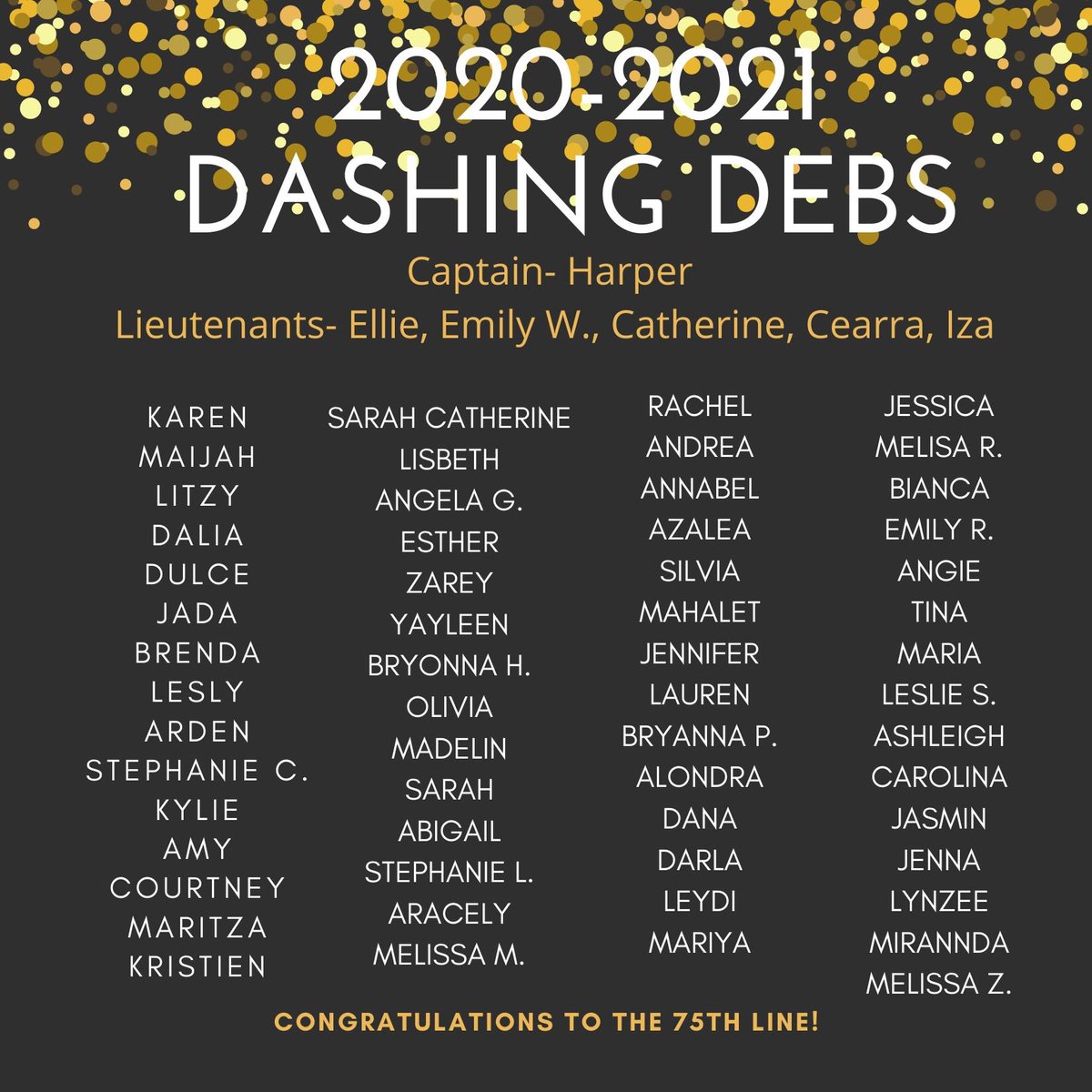 GHSDashingDebs's tweet photo. Congratulations to our 64 members of the 75th line!! https://t.co/c9q7dnvg4p