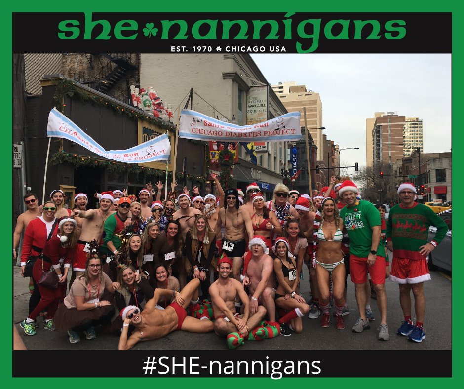ShenannigansHOB's tweet photo. #TBT to the Santa Speedo Run!  Rain or snow, these troopers run around the block for the Chicago Diabetes Project!  

#SHEnannigans #LMGChicago #SHEcago #DivisionStreet #Chicago #ChicagoBars #Bars #Drinks #Cocktails #Karaoke #Music #DJ  #Fun #Games #SantaSpeedo #SantaSpeedoRun https://t.co/xRepwEAOF4