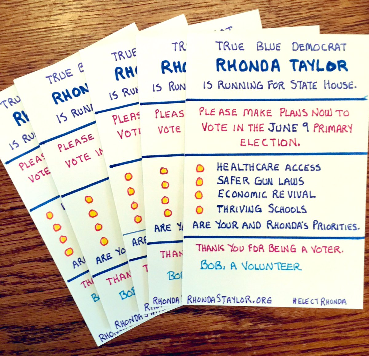 Five PostcardsToVoters in Georgia in support of True Blue Democrat Rhonda Taylor for State House.

#ElectRhonda
#VoteBlue2020
#VoteBlueToEndThisNightmare
#StayHomeSaveLives
#WashYourHands