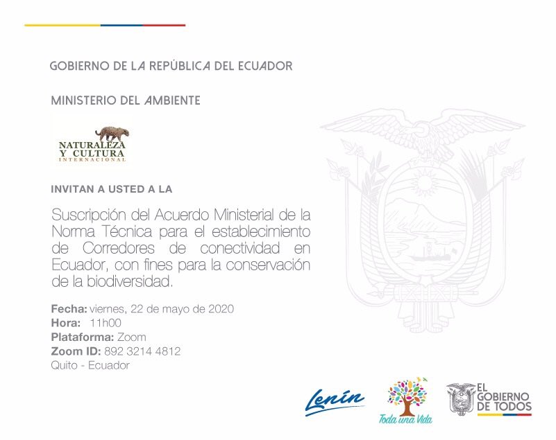 EcuadorMAE's tweet photo. Este viernes 22 de mayo, en el #DíaBiodiversidadEc se efectuará la suscripción del Acuerdo Ministerial de la Norma Técnica para el establecimiento de Corredores de conectividad en Ecuador con fines para la conservación de la biodiversidad. https://t.co/0A53paerbC