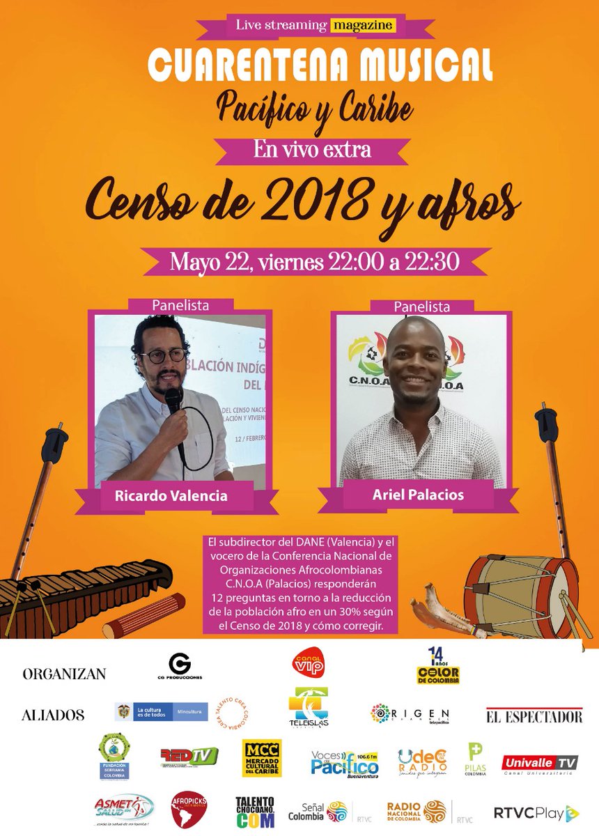arielpalaciosa's tweet image. El diálogo afrodescendientes con el DANE bede permitir resolver un problema que no es menor, pues las instituciones están aplicando a la política las cifras del Censo 2.9 millones @ColordeColombia @DANE_Colombia
@Afrobogotano