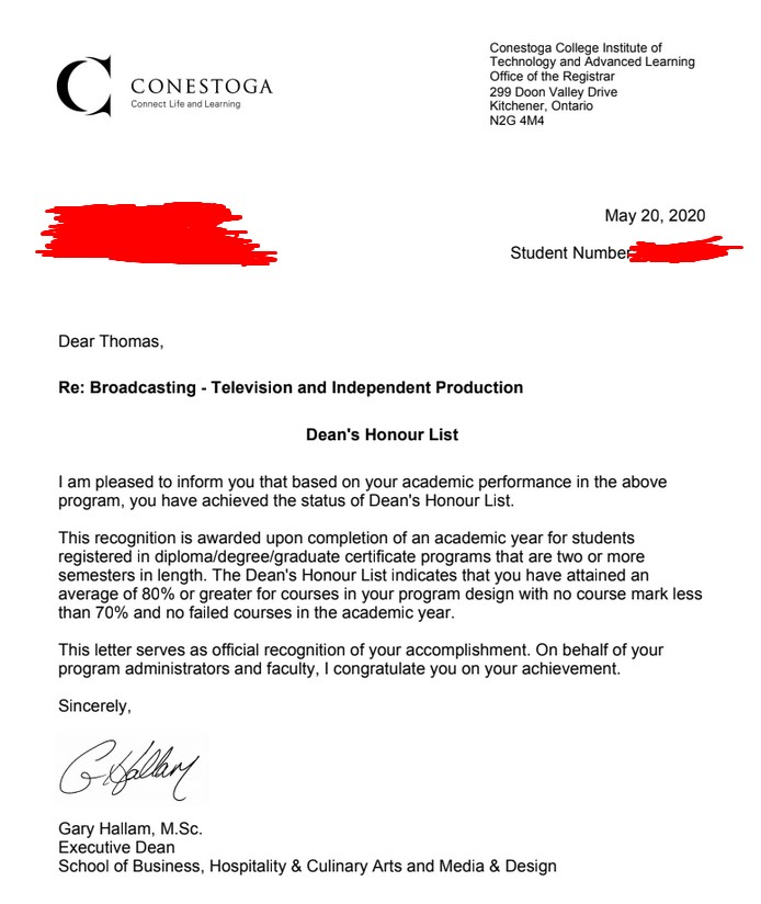 ThomasStrongman's tweet image. Made the Dean's Honour List!