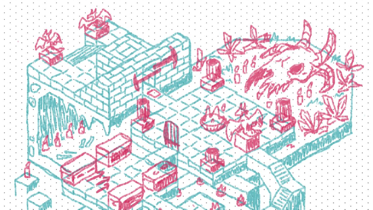 GnarledMonster's tweet photo. Sketching a little something #dnd #dungeon #isomap https://t.co/9KS8K9ysUp