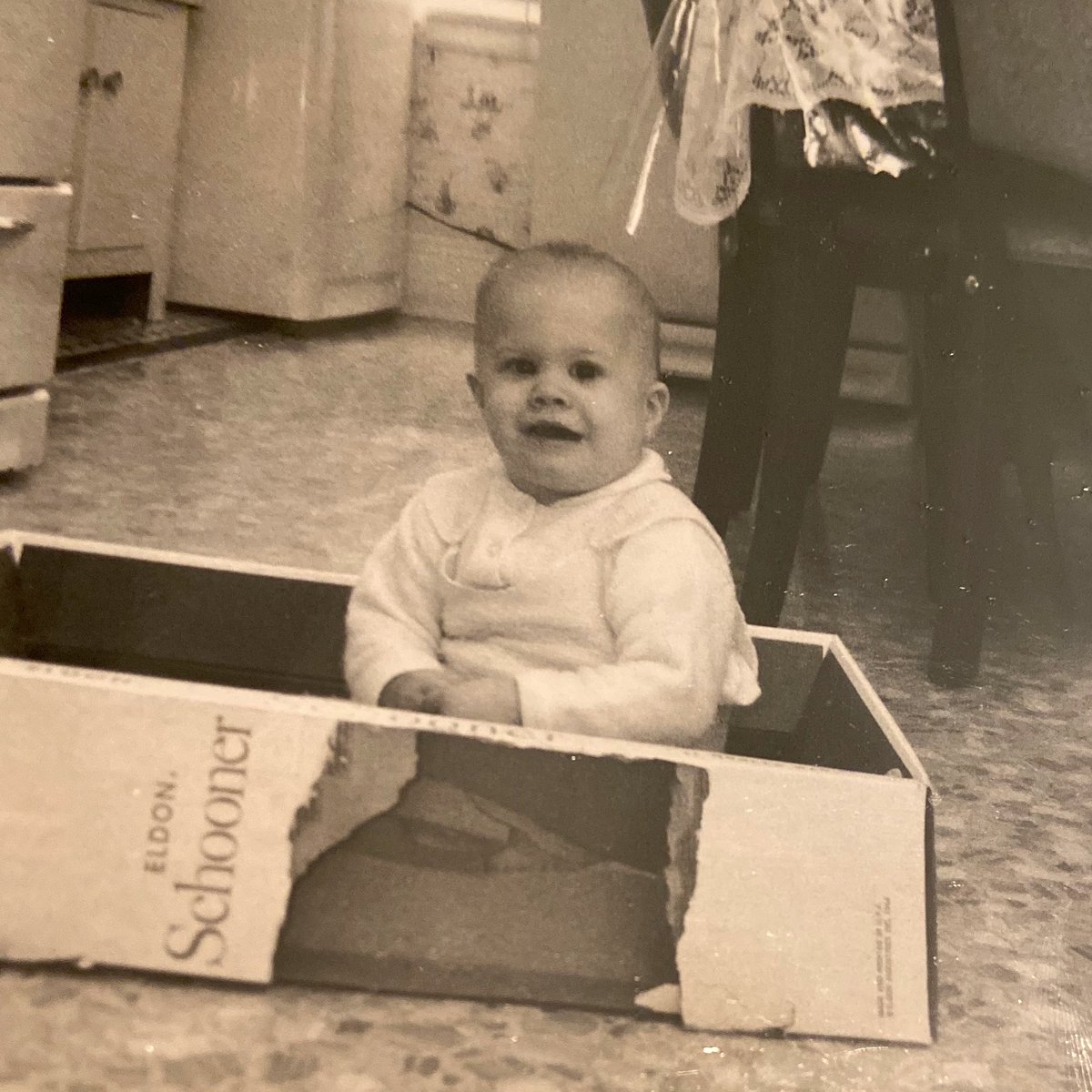DebbieMaz's tweet photo. Soooo, a little late, but since itโs #ThrowbackThursday, figured Iโd let ya know I came out of the womb and was always part cat... (for those without cats, they love to sit in boxes) ๐น๐น #BabyPics #MartianHead #SameFace #ChubbyKid https://t.co/lEhPFJhKoB