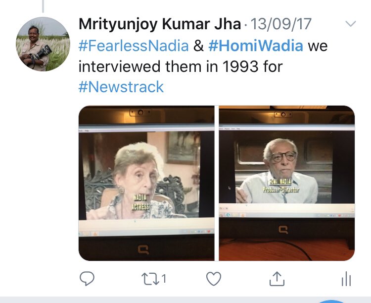 Mrityunjoykjha's tweet image. We at #Newstrack had interviewed #Nadia &amp;amp; #HomiWadia in 1993 .. the screen shot from the story we did on the early Hindi Cinema.. hope these tapes are safe in @aajtak library :))
