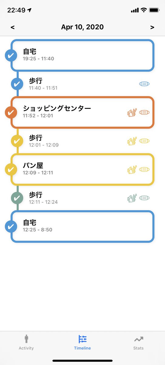 SelfGuard_App's tweet photo. @livedoornews SelfGuardは、一日の行動を自動的に記録・可視化できる無料のiOSアプリです。
使い方は簡単、ポケットに入れておくだけです。手動で三密状態・マスク・消毒状況も記録できます。外出時のお供に是非ご活用ください!
https://t.co/mLxEDuYQYB
#新しい生活様式 #新型コロナ #コロナ対策 #SelfGuard https://t.co/ssz8w6TNt0