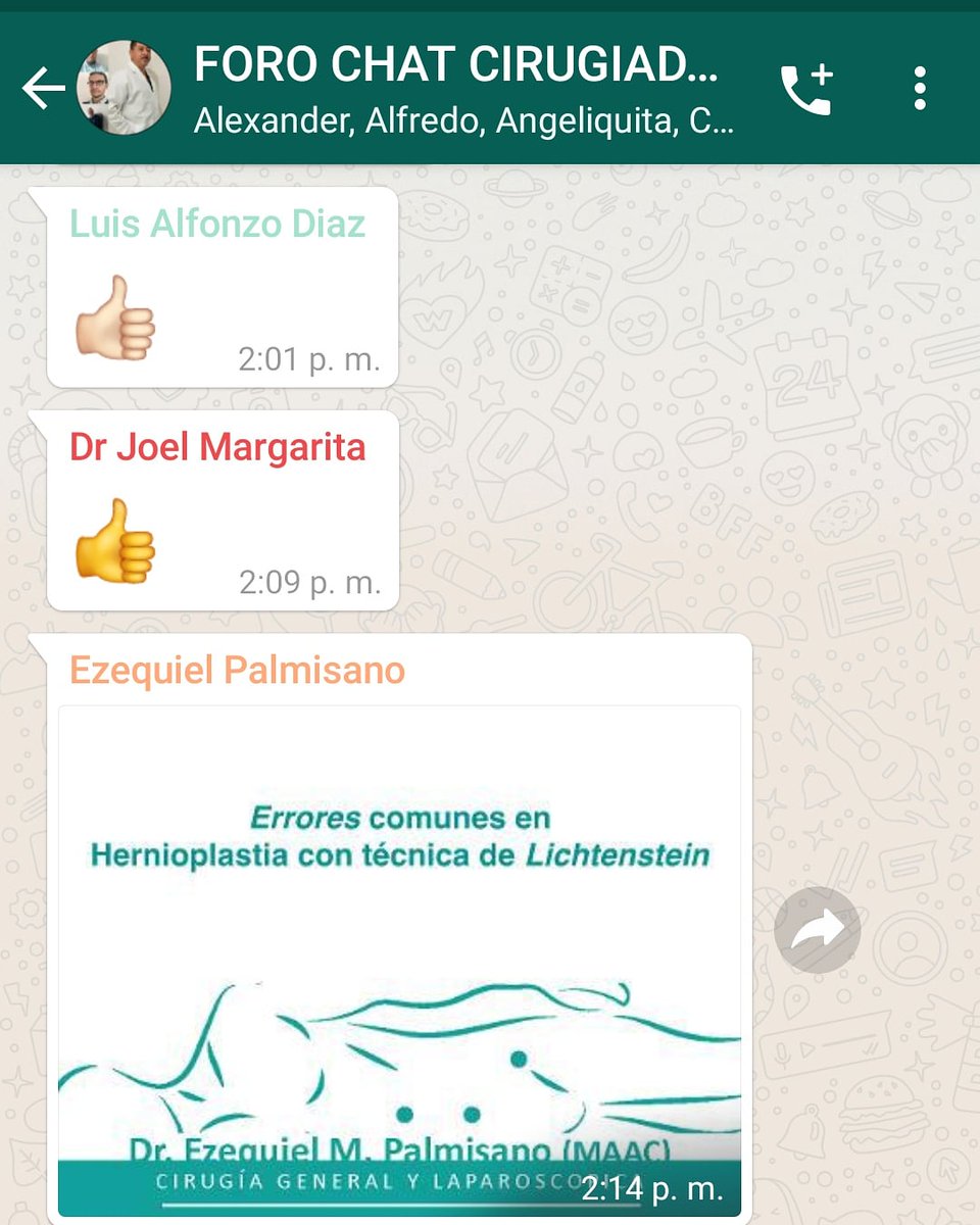 GICEQ1's tweet photo. Foro chat interactivo, excelente compartir gracias por su gran ponencia Dr.Ezequiel palmisano @GICEQ1 @herniasrosario @MIGUELMAGDALEN1 @Cirbosque @Cirugiadeherni1 https://t.co/CXdrdPPGJd