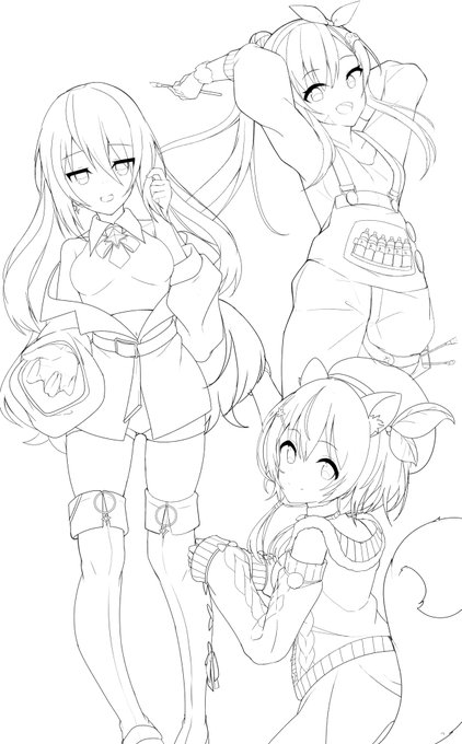 ホロライブIDの子たち描いてみてる 