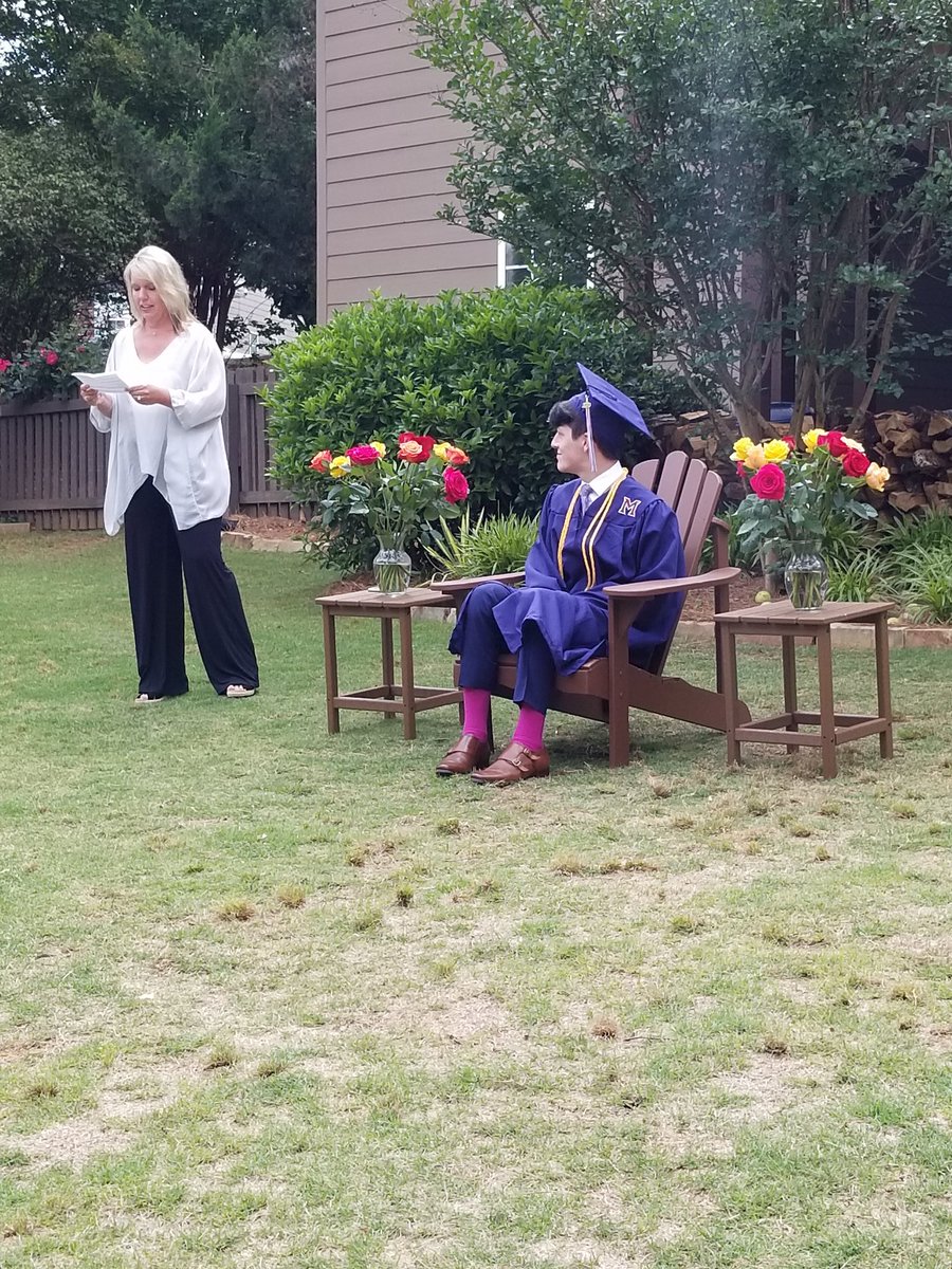 Evan's mom surprised him with a graduation ceremony & party with his favorite dozen teacher from kindergarden to 12th.  So sweet #FCSrising