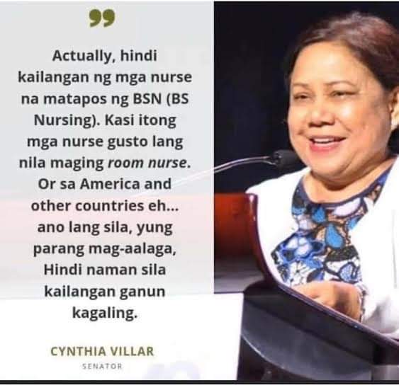 jemanorange's tweet photo. Cynthia Villar looking down on Farmers, on Nurses, on Research, and on Middle Class workers. 😡

[Posted by Redj Zaguirre on FB] https://t.co/XQqLQMkeKm