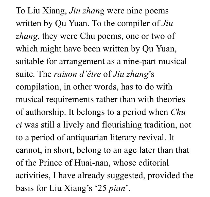 I love how this translator is going into the nitty gritty of how the assumed compiler of Qu Yuan’s Chu ci isn’t actually this guy, it should be another guy before him, and the reasons why he thinks so