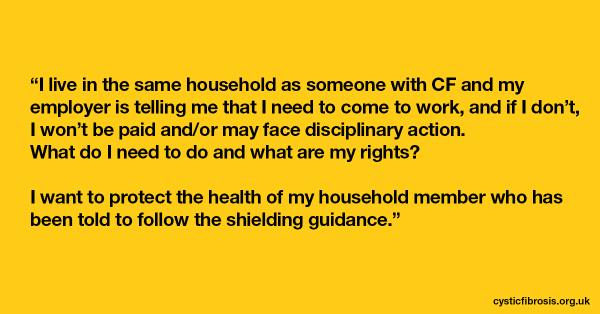 We know many people are in this situation, we’ve updated our Welfare Q&amp;A to give you lots of helpful information. 

It’s very detailed - if you have questions please contact our Helpline at helpline@cysticfibrosis.org.uk ow.ly/ok3m50zMK4n