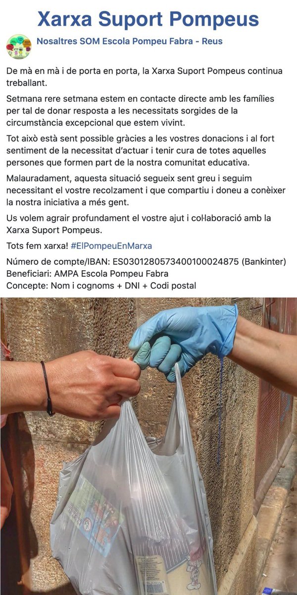 lluispalleja's tweet photo. Molt bona feina!!! 
La solidaritat que experimentem es meravellosa!
Moltes famílies us agraeixen la col·laboració 
#pompeuenmarxa @AMPApompeus @Esc_Pomp_Fabra https://t.co/bO41WEswjD