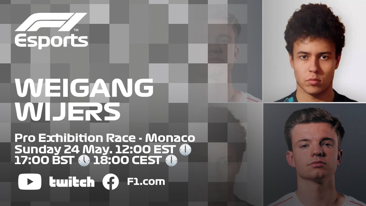 We welcome @CRGSimon to our #F1Esports line up this weekend partnering @FlorisWijers as the Pro Exhibition Race challengers head to Monaco!
📺💻 @f1 YouTube / Facebook
Sunday 24 May 🕰
12:00 EST 🇺🇸
17:00 BST 🇬🇧
18:00 CEST 🇫🇷 https://t.co/8l693qI2lR