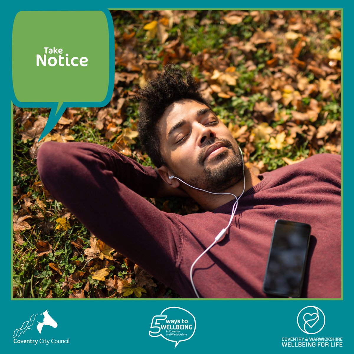 Take Notice: Be more aware of the present moment, including your feelings and thoughts, your body and the world around you. Bring your attention and interest to your surroundings. #mindfulness #MHAW #WellbeingForLife #TakeNotice #FeelGoodFriday #5WaystoWellbeing