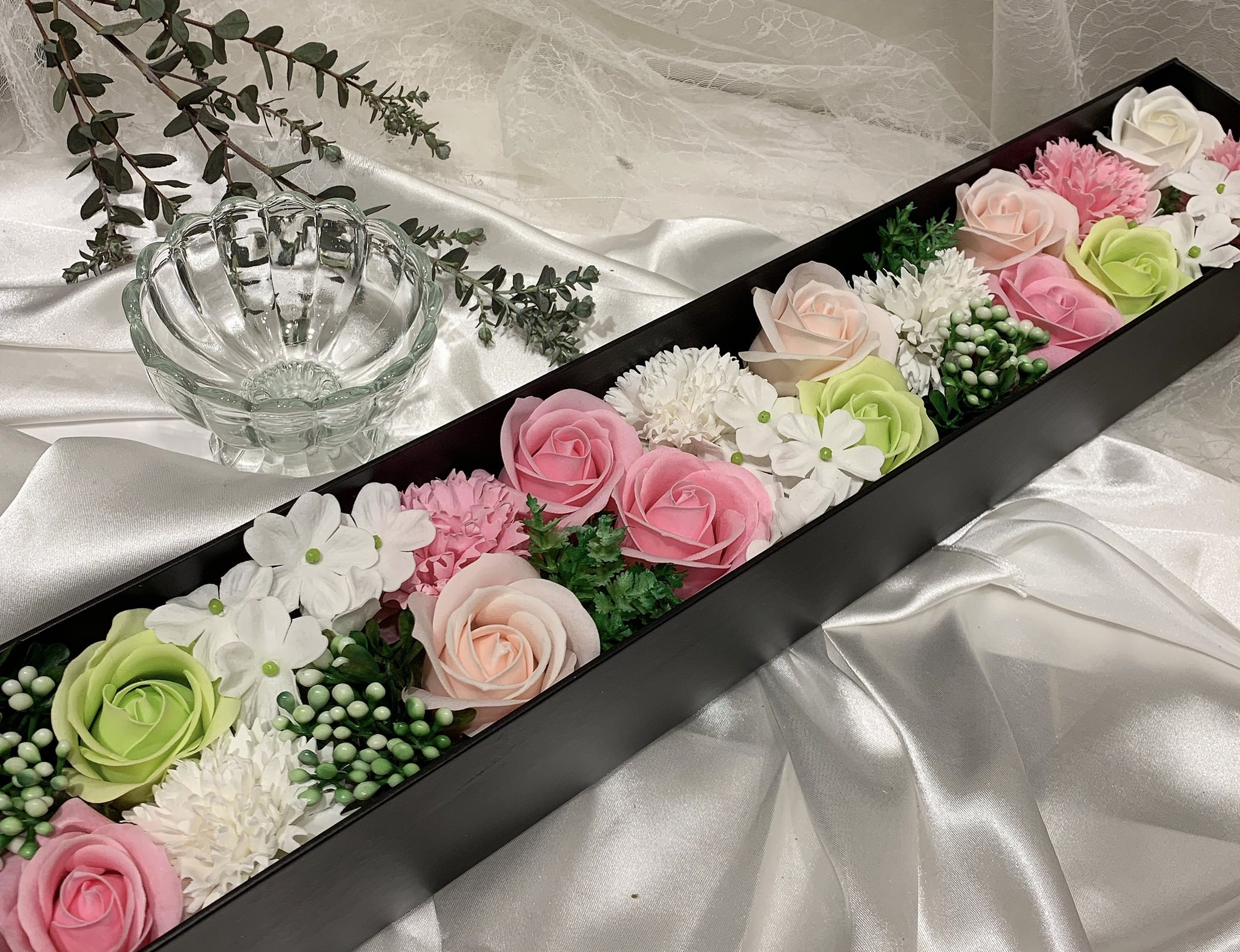 Karendo イオンモールむさし村山店 ほんのりと石鹸の香りがする ソープフラワー 淡い色合いがとても可愛らしく 長い間飾っておけるのでお部屋のインテリアにもギフトにもぴったりです オンラインショップ T Co Kgj1i16i0b ただ今送料無料