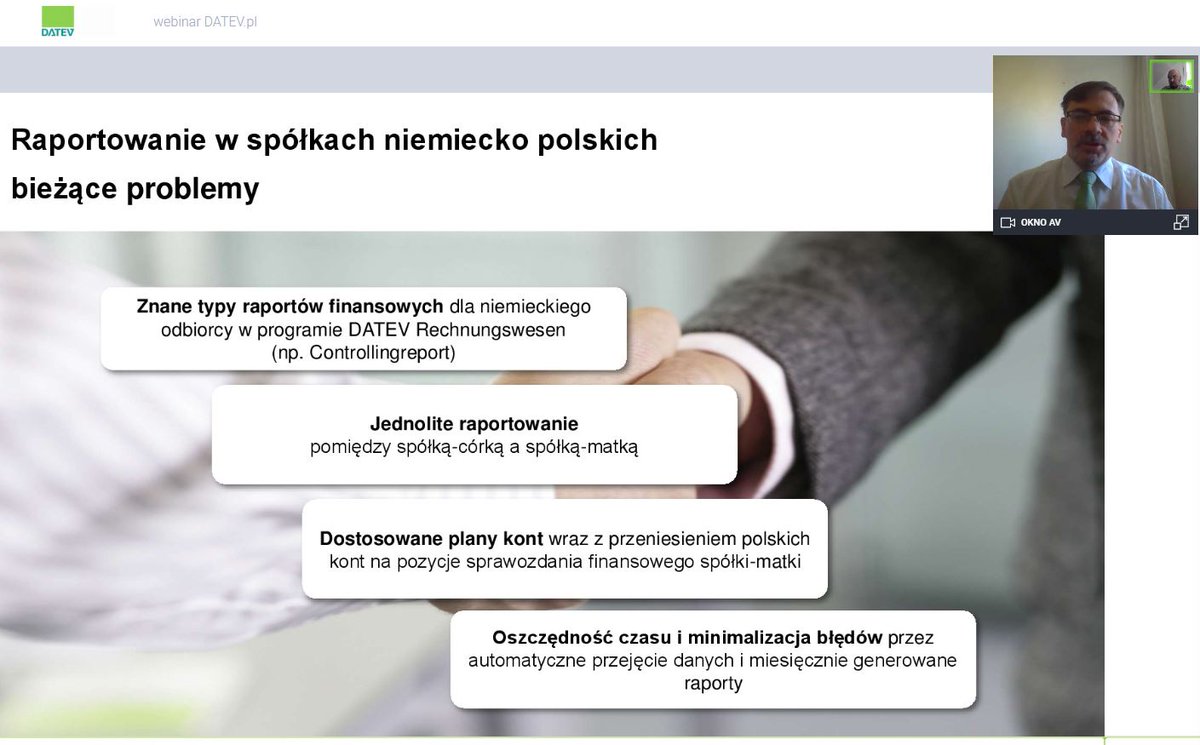 DATEVpl's tweet photo. Piątek rozpoczynamy naszym #webinarem o #DATEVConverter, czyli o ułatwieniach w wymianie danych finansowych na potrzeby #controllingu w spółkach pl-de Więcej o naszym narzędziu: https://t.co/AXuEc597tc
Sprawdź nasze usługi German Desk: https://t.co/d3U5v18Ab9
#datev #datevpl https://t.co/F8gVzAezus