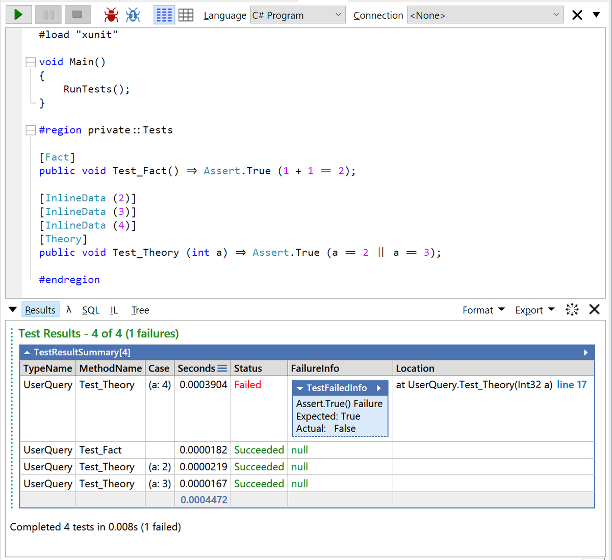 linqpad's tweet photo. LINQPad now has menu option to add @xunit test support to your script. https://t.co/5NMykEhYiW https://t.co/fjtAEW4OJN