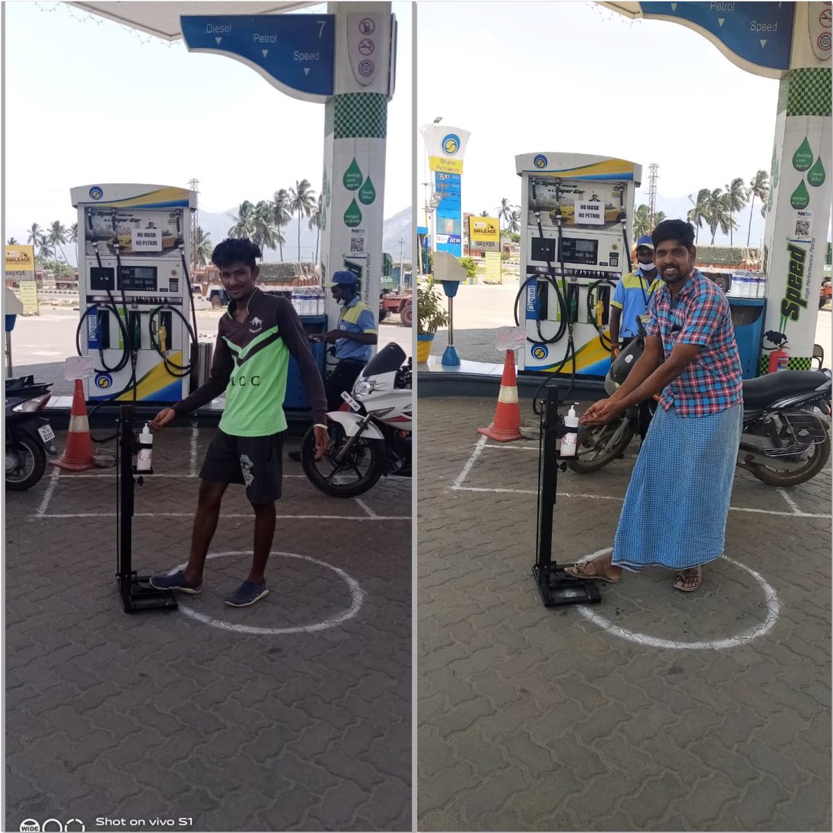 CbeRetailBpcl's tweet photo. Our #forecourtheroes delighting our customers with thoughtful safety measures. Our #footdispenser attracting lot of attention and appreciation. #cabinsanitization going as usual with all dedication and care. @BPCLRetail @BPCLimited @bpclcbe @8singhi https://t.co/P2VtjLy9fu