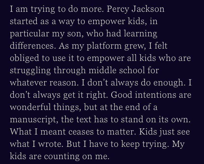 troubledemigods's tweet photo. these are excerpts from a speech rick riordan made for receiving a stonewall award. the percy jackson series is the blueprint. rick riordan is the blueprint. https://t.co/NPai3cKcmV