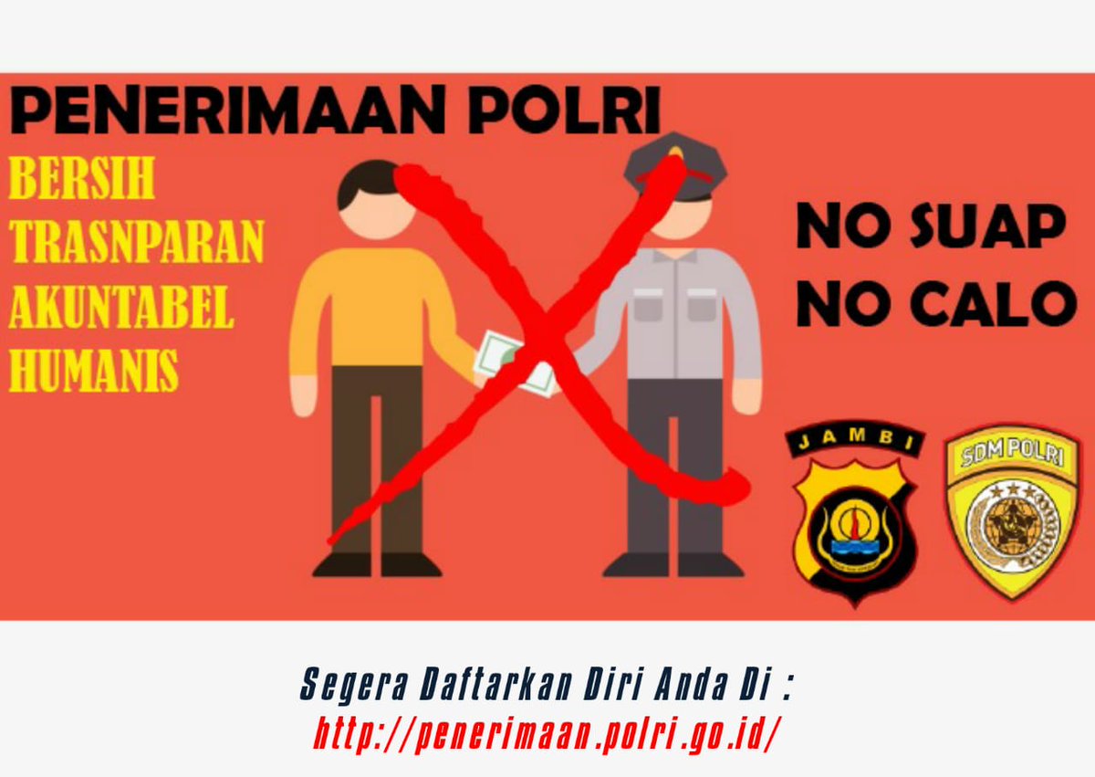 DeaParamitha8's tweet photo. Rekrutmen Anggota Polri 2020

#ssdm rekrutmen polri
#rekrutmenpolri
#penerimaanpolri
#masukpolisigratis
#ssdmpolri
#sdmpoldajambi
@rekrutmen_polri
@ssdm_polri
@sdmpoldajambi https://t.co/IZZXknXuSw