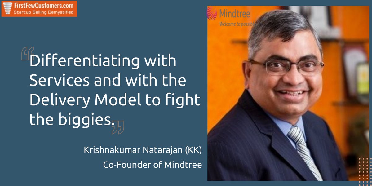 FirstFewSales's tweet photo. How to Beat Big Companies with your startup? “Differentiating with Services and with the Delivery Model to fight the biggies” @kknatarajan , Co-Founder of Mindtree. Hear out how Krishnakumar Natarajan started Mindtree, Initial Sales, strategies implemented and more…. https://t.co/jx6PpX1gel