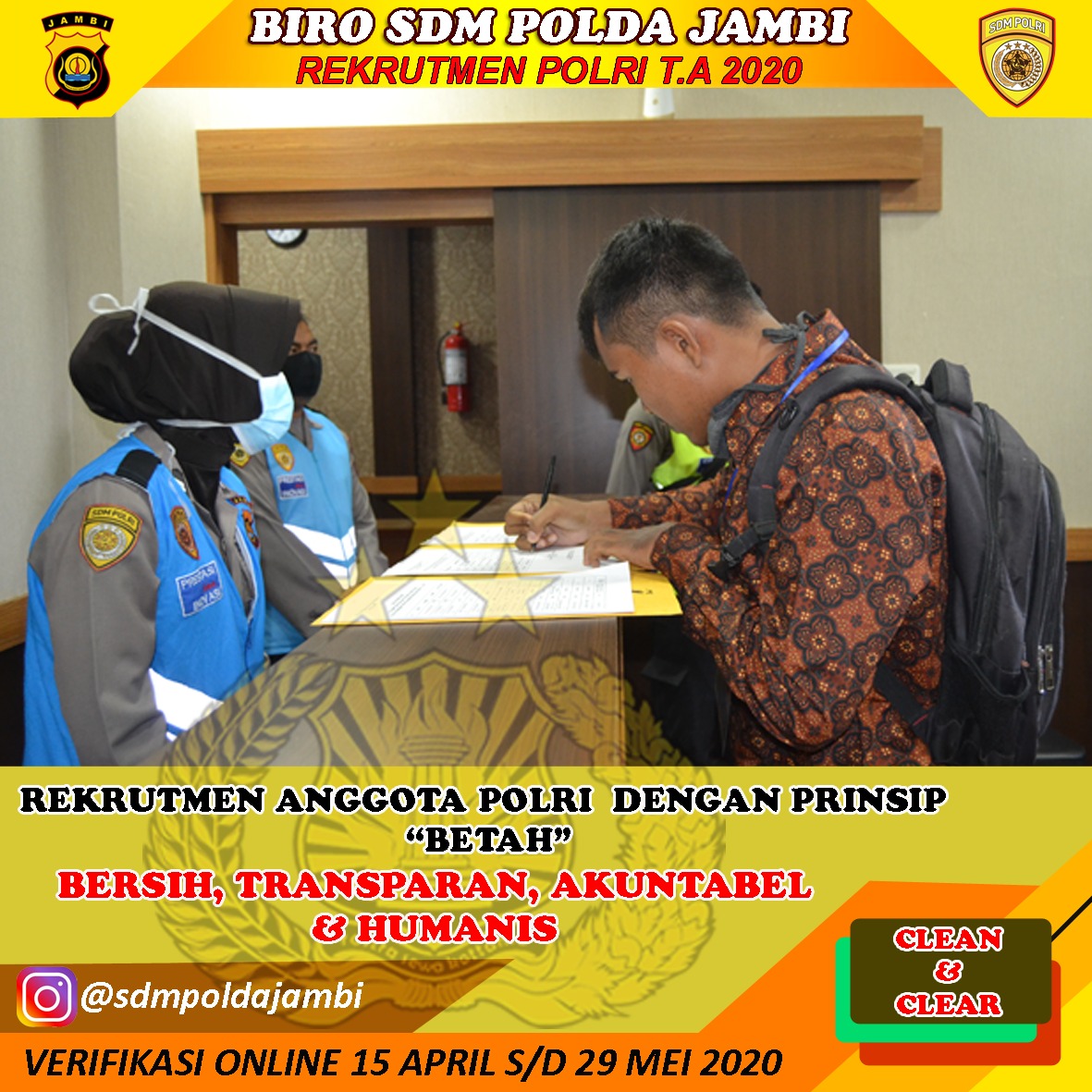 DeaParamitha8's tweet photo. Rekrutmen Anggota Polri 2020

#ssdm rekrutmen polri
#rekrutmenpolri
#penerimaanpolri
#masukpolisigratis
#ssdmpolri
#sdmpoldajambi
@rekrutmen_polri
@ssdm_polri
@sdmpoldajambi https://t.co/HqbCLtma4O