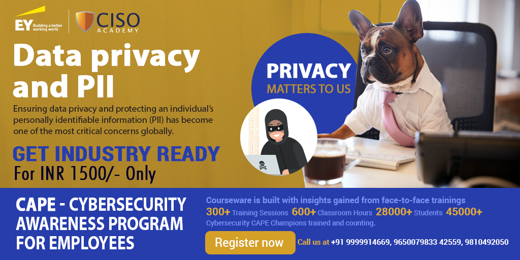cisoacademy's tweet photo. GET INDUSTRY READY 
To be #BetterEveryday &amp; be #Cybersecure 

CISO Academy and Ernst &amp; Young jointly offer a comprehensive Cybersecurity Awareness Program- CAPE
CAPE comprises of 15 Self-paced online training modules with knowledge checks. Register Today!
https://t.co/PB2b0ZbkAk https://t.co/393AKSpB8F