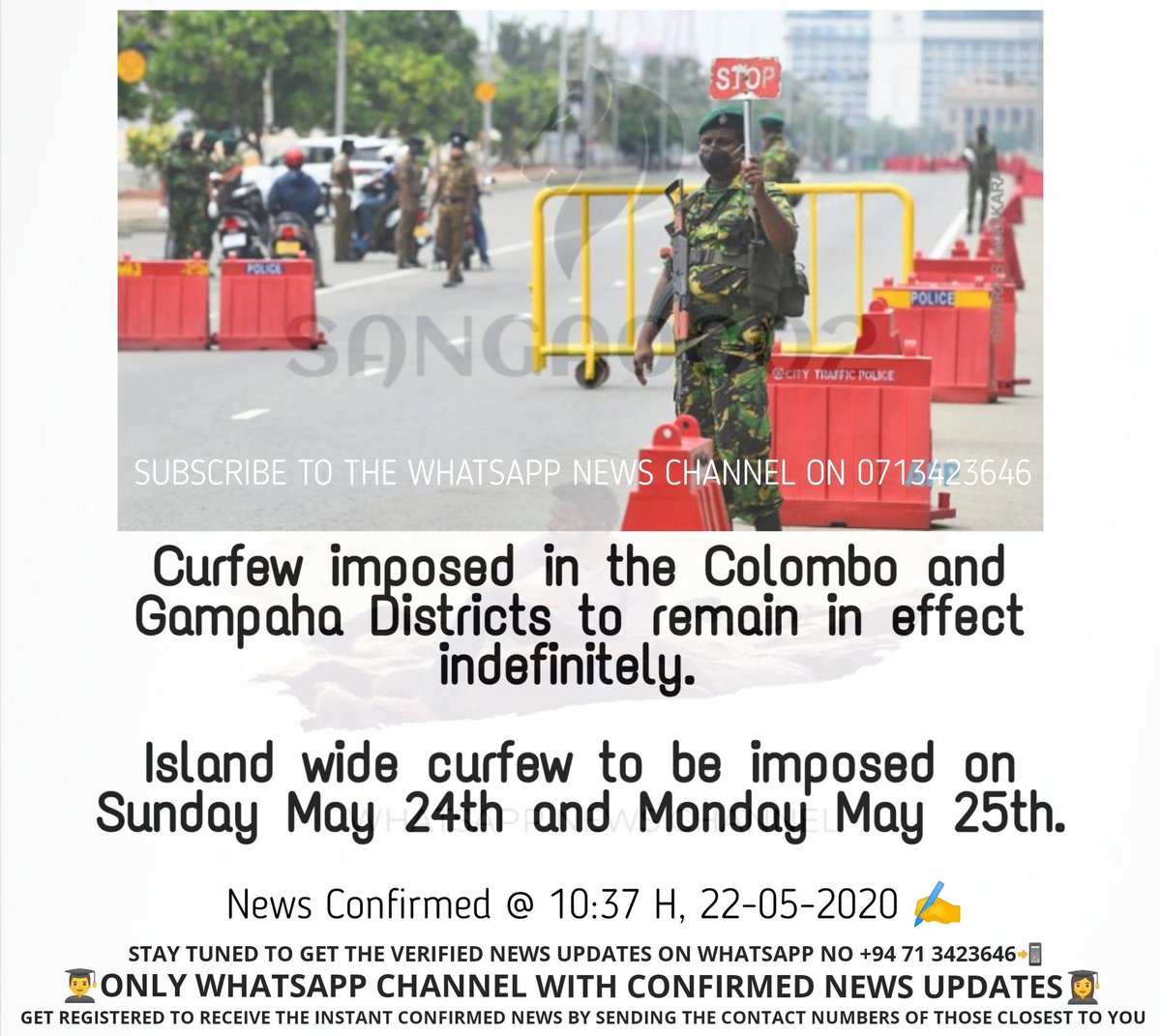 imSVithu02's tweet image. #SriLankanNews Curfew imposed in the Colombo and Gampaha Districts to remain in effect indefinitely. Island wide curfew to be imposed on Sunday May 24th and Monday May 25th....

#verifiedupdates #ShortandFilteredNews #follwmefortheinstantsummarizednews