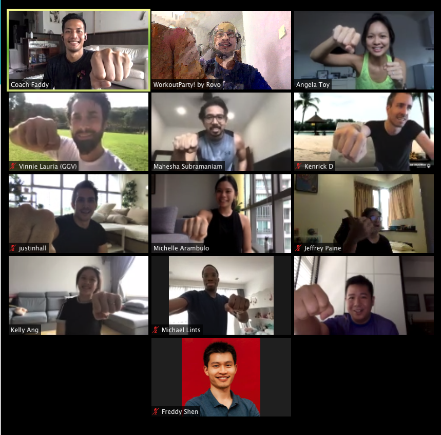 GoldenGateVC's tweet photo. Kudos to @rovoapp for running our first team workout this morning! Shake up your morning routine with their free workout classes: https://t.co/6ApOVIG6IU https://t.co/BmDcwzhOv4
#workoutparty #circuitbreakerchallenge #neverworkoutalone https://t.co/8DJLrKynl0