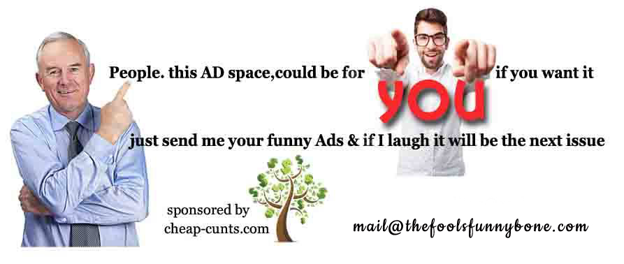 FoolsFunnybone's tweet photo. Would you like to have an ad in the new Fools Funnybone or do you have any ideas (because we don't have a f##king clue LOL) then mail us at mail@thefoolsfunnybone.com
Or would you like to sponsor or donate then, please same mail address https://t.co/fMG3QXczDO