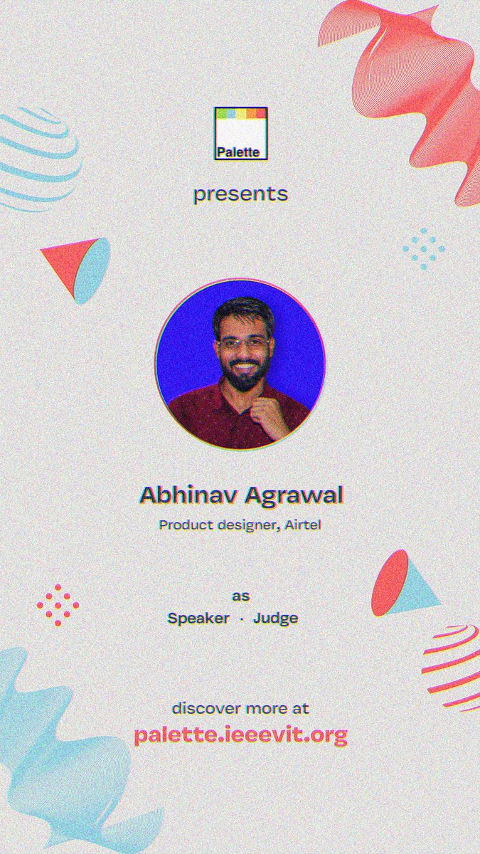 ieeevitvellore's tweet photo. Presenting the speaker of Palette 2020! Come register at https://t.co/JXNtEHRBWj and have a blast creating unique designs under the mentorship of these brilliant designers! #CreativityNeverEnds
.
.
#figma #xd #adobe #photoshop #design #ui #ux #uiux #ieee #artwork #decor #hack https://t.co/P2aIM304SL