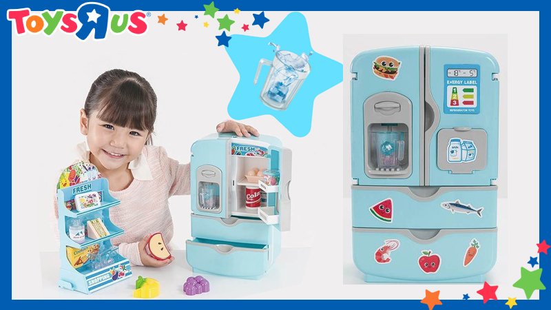 トイザらス公式 בטוויטר たっぷり収納できる大きな冷蔵庫 レバーを押すと氷が出てくる 引き出し型の冷凍庫の中には何が入っているのかな 楽しく遊べる食べ物や飲み物 果物 がいっぱいそろってるよ 英語でおしゃべりするよ T Co Qf3syubh5a