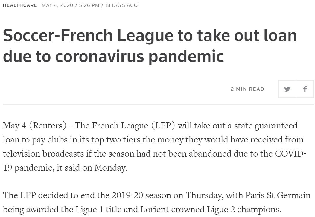 An unlikely alternative, should they be unable to complete the season, may be to take out a loan like  #Ligue1 in France did. From what I found in the financials, the league had no borrowings in 2019. The Sun City return plan suggests they are intent on a return.