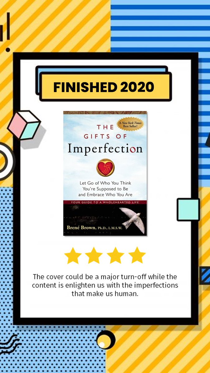 72. The Gifts of ImperfectionSelain karena membandingkan diri, rupanya sikap perfeksionis jg menjadi sumber kita menjadi tidak nyaman dengan diri kita sendiri -  https://www.goodreads.com/review/show/3347008332