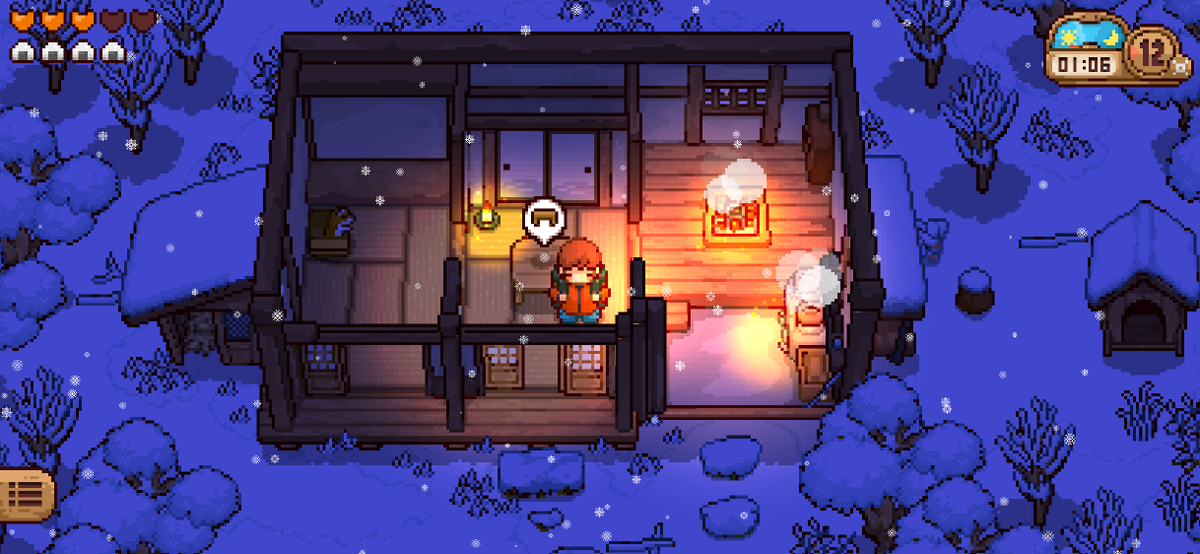 Game Start 日本の田舎暮らしを体験するドット絵ゲームを開発中です 寒い冬の夜 暖炉や囲炉裏に火を点けて 家の中を明るく 暖かくすることができます Japaneserurallife Indiegame Indiedev Pixelart ドット絵 T Co F1jlewrjxg