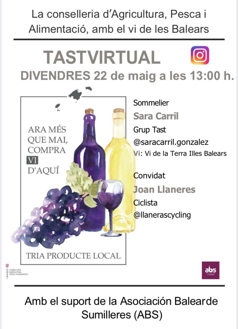 La millor manera de acabar la setmana és amb un bon tast de #VideMallorca, a les 13:00, amb #SaraCarril i <a href="/joan_llaneras/">Joan Llaneras</a> 🍷🍷🍷 
#TastaMallorca 
<a href="/BinissalemDO/">DO Binissalem</a> <a href="/DOPLAILLEVANT/">DOP Pla i Llevant Mallorca</a> <a href="/VtMallorca/">Vi de la Terra de Mallorca</a> <a href="/MallorcaTourism/">Fundació Turisme Responsable de Mallorca</a> <a href="/TurismeBalears/">Turismo Illes Balears</a> <a href="/BalearicTour/">Balearic Islands</a> @diebalearen @PEiDL_mallorca