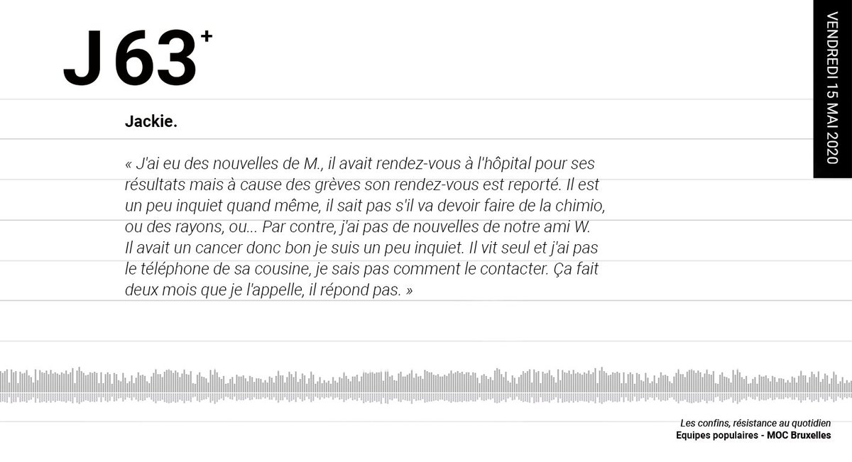 LConfins's tweet photo. J63 - Jackie - PART 1 // "Ça fait deux mois que je l'appelle, il répond pas" #moc_bxl @EquipesPop

 #COVID19 #confinement #confins #inégalité #précarité #droitaulogement #belgique #bruxelles #récit #logement #cartographie #territoire #périphérie https://t.co/gnCv0sKZPr