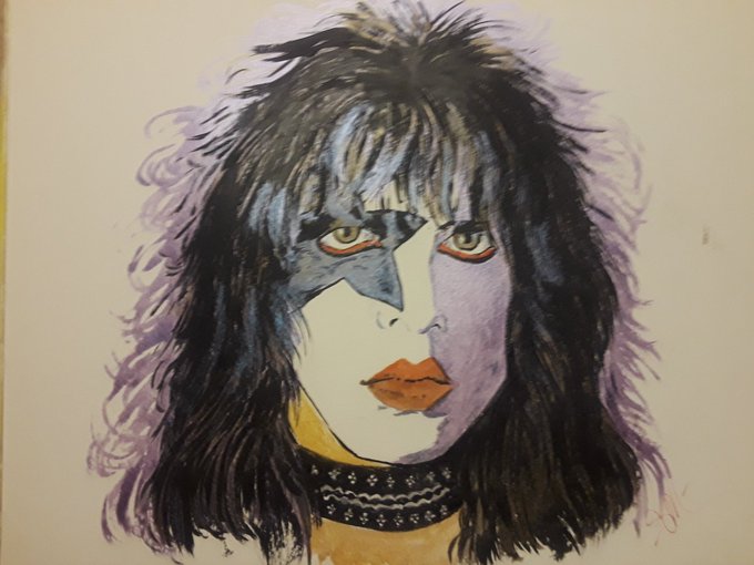 And...tonight's painting. Paul Stanley of KISS.🤘😁🤘 https://t.co/rHRV3EzwPj