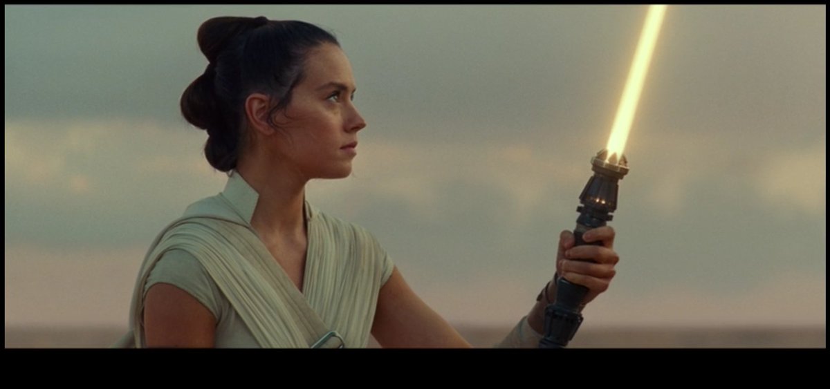 By the end Rey decides to lay the Hero blades to rest. She'll carry on the Skywalker and Jedi legacy, but these blades (and their prior owners) have seen so much conflict and have fulfilled their journey. The future will require something new.