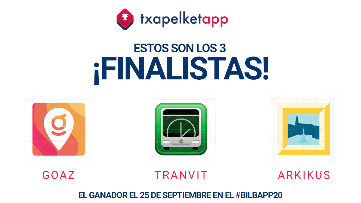 ⚠️ATENCIÓN Estos son los 3 finalistas⚠️
📌<a href="/Goaz_Social/">GOAZ - Recomendador de viajes</a>
📌<a href="/TranVit_Gasteiz/">TranVit</a>
📌<a href="/arkikus/">ARKIKUS</a>
La #app ganadora la conoceremos el 25/9 durante el #Bilbapp20 ¡SUERTE!
¡#Bilbapp20, transforma tu idea en una #App!
🚀bilbapp.es
Organiza @binimaDotCom Bart Farrell <a href="/MUnibertsitatea/">Mondragon Unibertsitatea</a>
