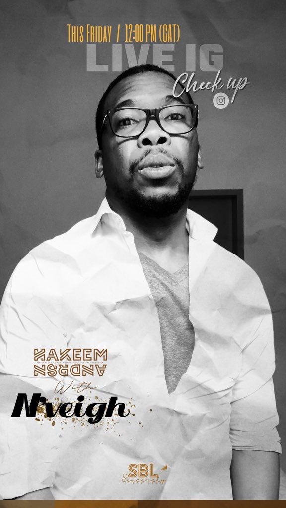 AbuBahumi's tweet photo. I’m doing my weekly IG #LiveCheckUp with my brodie @Nveigh today at 12:00(cat).
Join in on our convo about persistence, brotherhood, how to stay UP and the art of the pivot in uncertain times.
IG: @HakeemAndrsn x @Nveigh
#PeanutButter #BecauseBlack
#RefineMENt #BathoBatsho https://t.co/CmhTLOOkRG