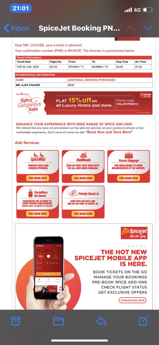 AjayChaubey11's tweet photo. #AskHardeepPuri whole world is in lock down, yet why @flyspicejet only booking international flights while the rest of the airlines @IndiGo6E @airindiain @Saudi_Airlines are sleeping or @spicejet is playing the game of #creditshell? https://t.co/WZNa0v3SRa