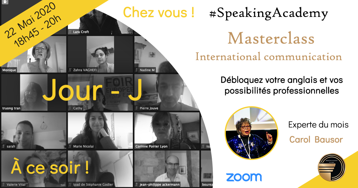 J-J! Notre Masterclass sur la communication internationale a lieu ce soir à 18h45. Notre experte du mois Carol Bausor vous livrera ses secrets pour pour parler l'anglais décomplexé.

bit.ly/2WLqjih