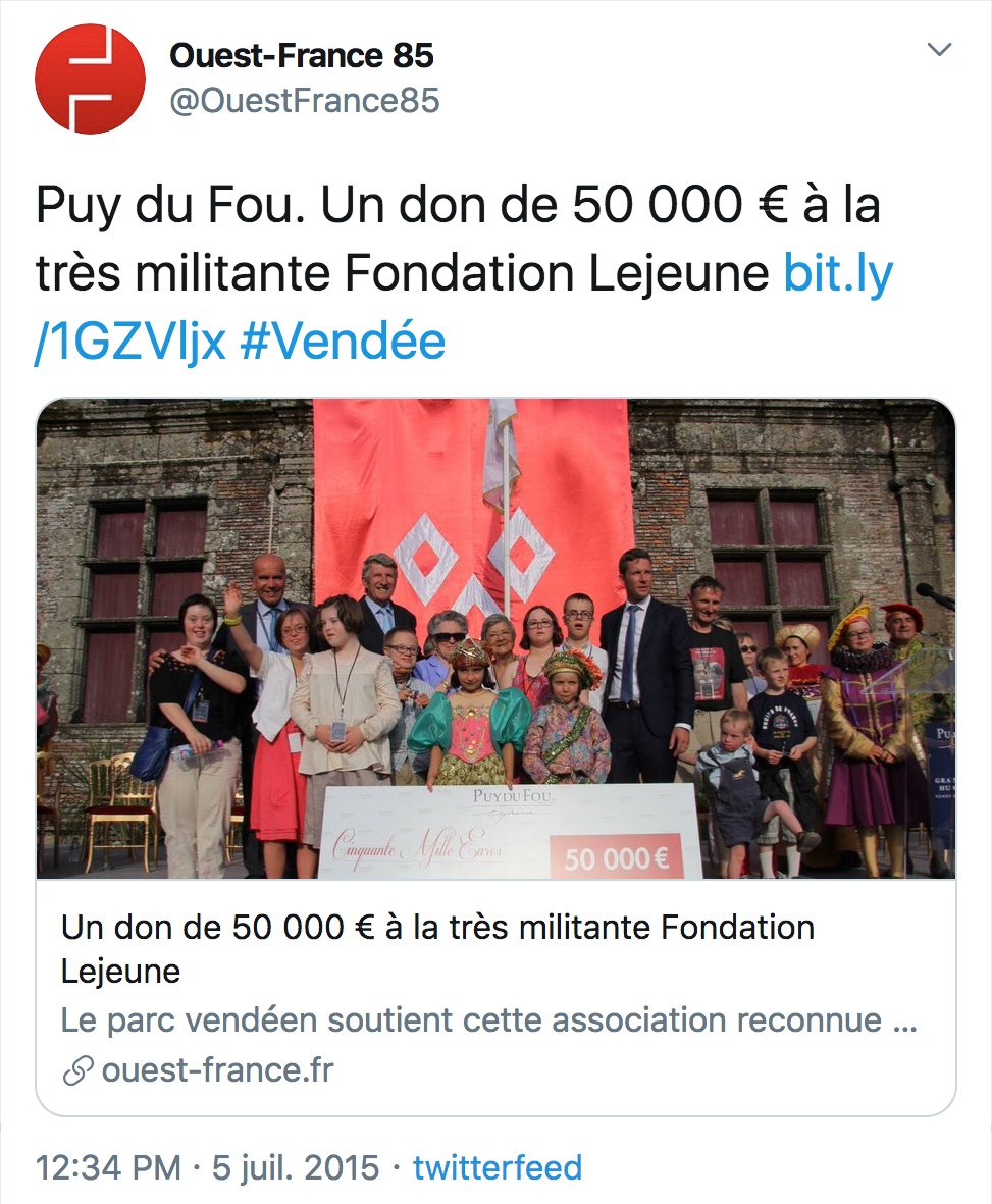 ParisPasRose's tweet photo. #EnBref Philippe de Villiers remercie Emmanuel Macron pour la réouverture du Puy du Fou qui a versé 50.000 € à la Fondation Lejeune qui d'oppose à la PMA pour toutes qui n'est plus certaine d'être votée d'ici la fin du quinquennat, annonce Gilles Le Gendre. https://t.co/OX0dq2OsDo