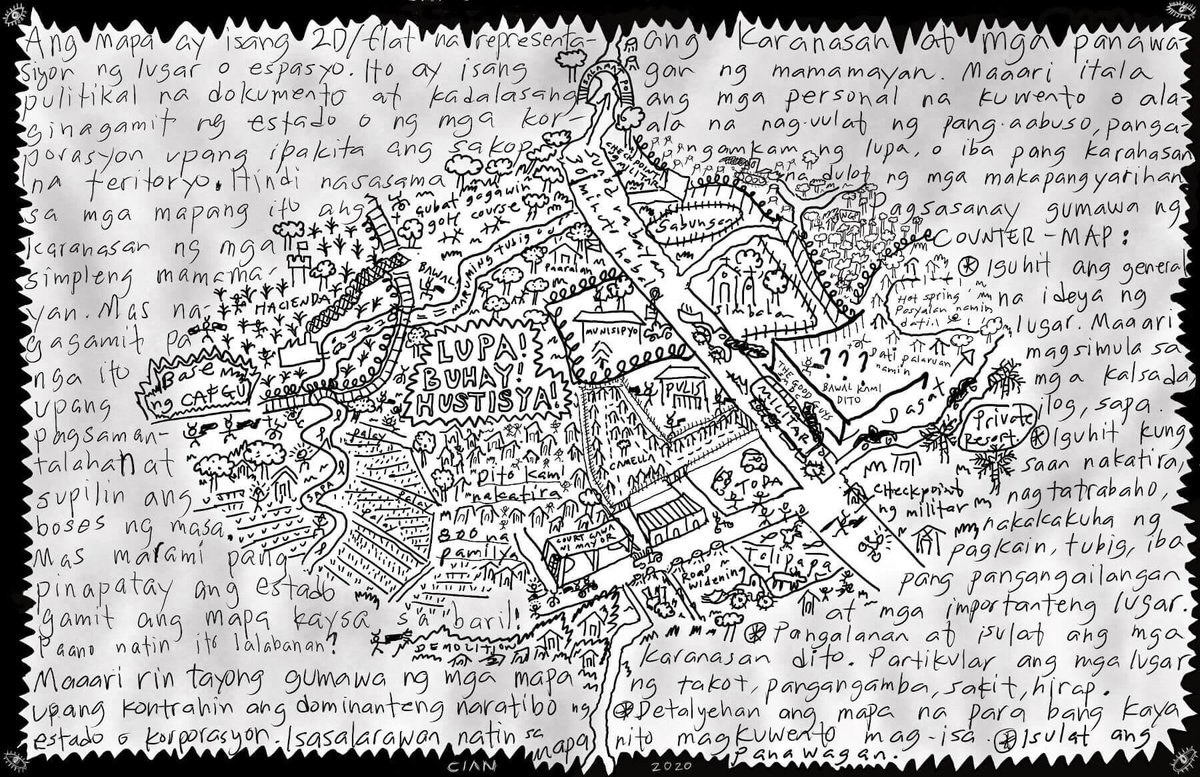 mapmakerdavid's tweet image. Let’s make countermaps! notanatlas.org/an-exercise-on… @NotanAtlas

#countermapping #humanrights 

Great work by artist Cian Dayrit and communities