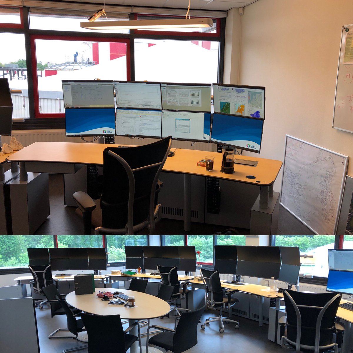 Voor sommige taken van het werk bij <a href="/ValleienVeluwe/">Waterschap Vallei en Veluwe</a> heb je soms gewoon meer beeldschermen nodig als thuis beschikbaar. Vandaag dus lekker aan de slag, zonder collega’s; die #werken vanaf #huis of een stukje verderop op de #rwzi van #Apeldoorn #eigenkoffiemee